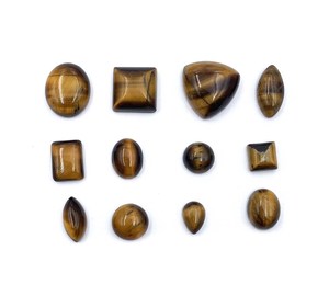 Lote de Gemas Sueltas de Ojo de Tigre Natural en Forma Mixta, Cabujón de 5-11 mm, Certificado IGI para la Elaboración de Joyería Artesanal - Product Image 1