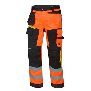 Men's <b>Black</b> Polyester <b>Work</b> <b>Pants</b> Pink Trim Cargo Pockets Abrasion Resistant CE Certified Breathable Needle Detection Uniform - Product Image 4