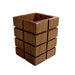 Porte-crayons en bois écologique, boîte de rangement, design Art Déco, multifonctionnel, gain de place, pour bureau, école, fournitures de bureau - Product Image 2