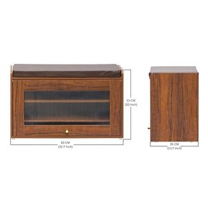 Saleem international Rosso Shoe Cabinet with <b>Seat</b> for Upto 12 Pairs (Teak Brown) - Product Image 4