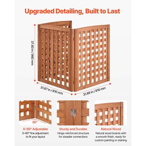 Valla de privacidad de madera maciza para exteriores de 32 x 38 pulgadas con ángulo ajustable, valla de 3 paneles para aire acondicionado, muebles de madera para exteriores - Product Image 5