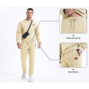 2025, Jersey de punto Jacquard de 2 piezas para hombre, sudadera y pantalones de chándal para correr, conjuntos con bolsillos, trajes cómodos para uso diario - Product Image 5