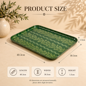 Bandeja de Servicio Exclusiva con Diseño de Hojas Botánicas, Resistente a los Arañazos, Rectangular, para Servir Té, Café, Aperitivos y Comida, Bandeja Decorativa - Product Image 2
