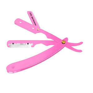 Navaja de Barbero Recta para el Rostro, con Logotipo Personalizado, Hoja Plegable, Afeitado Profesional, de Primera Calidad, para Salón y Cuidado Personal, con Acabado Rosado - Product Image 1