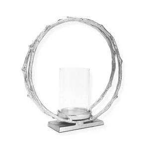 Nordic Style Nickel Finish Circular Vine Candle Holder <b>Glass</b> Cylinder Hurricane Votive Stand Luxury for Living Room <b>Dining</b> <b>Table</b> - Product Image 1