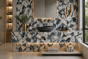 Dalle de pierre d'agate sauvage, panneau rétroéclairé pour décoration intérieure commerciale moderne, agate naturelle semi-précieuse polie - Product Image 2