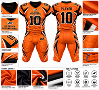 Ensemble d'uniformes de football américain personnalisés, maillot et pantalon sublimés orange et noir, vêtements de sport pour les clubs, les équipes et les joueurs professionnels