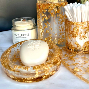 Gold Resin <b>Bathroom</b> Sink <b>Set</b> Refillable <b>Soap</b> <b>Dispenser</b> Bottle Countertop Vanity Organizer Decor - Product Image 2