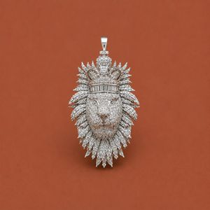 Iced Out Lion <b>Face</b> Pendant in 925 Sterling Silver with VVS Moissanite Diamond Hip Hop Jewelry - Product Image 1