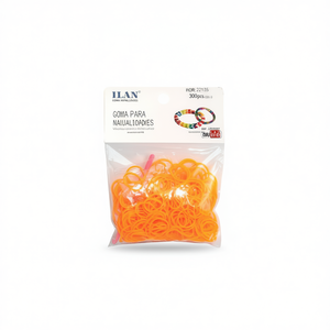 Elastici in gomma arancione fluorescente Ilan, 300 pezzi, per artigianato e telai - Product Image 2