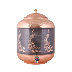 ถังเก็บน้ำทำจากทองแดงสลักลายนกยูงสำหรับเก็บน้ำในบ้านและสำนักงาน - Product Image 6