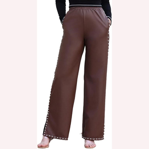Pantalon femme en similicuir de luxe, extensible, taille haute, coupe slim, confortable et élégant - Product Image 4