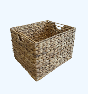 Luxury <b>Rectangle</b> Natural Water Hyacinth <b>Storage</b> <b>Basket</b> with PP String Eco-Friendly Multifunction Design Multi-Purpose - Product Image 2