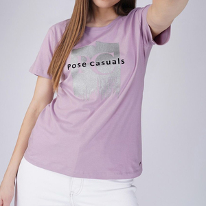 Women's Heavyweight Eco-Friendly Casual Crew Neck T-<b>Shirts</b> with Digital Printing Breathable Quick Dry 100% Cotton - Product Image 5