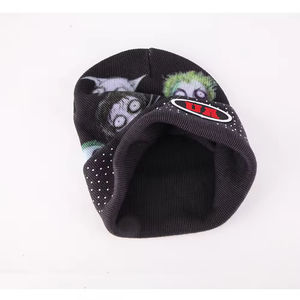 Bonnets d'hiver en acrylique personnalisés avec logo imprimé et revers, bonnets de pêcheur en tricot avec strass et logo, bonnets unisexes - Product Image 5
