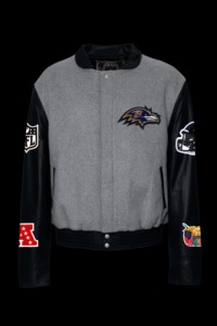 เสื้อแจ็คเก็ตวาร์ซิตี้ บัลติมอร์ เรเวน วูลแอนด์เลเธอร์ สีเทา-ดำ - Product Image 1
