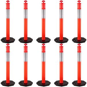Confezione da 10 Pali Delineatori Stradali in PE Alti 44 Pollici con Bande Riflettenti da 10 Pollici, Kit Coni Segnaletici, Prodotti per Avvisi Stradali - Product Image 1