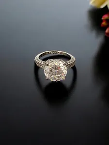 Bague en or 18 carats plaqué or avec diamant de laboratoire certifié IGI, taille brillant, diamant synthétique, bijoux de luxe pour femme, mariage, anniversaire - Product Image 4