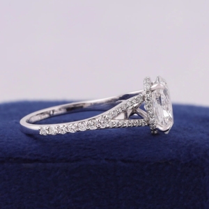 Bague de fiançailles en or blanc 14 carats avec diamant ovale de 2,0 carats certifié IGI, cultivé en laboratoire, pour elle, bague en or avec diamant cultivé en laboratoire - Product Image 5