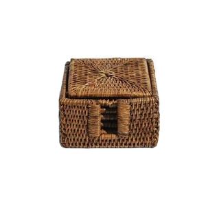 Ensemble de sous-verres carrés en rotin napperons tissés naturels sous-verres d'herbe de mer en osier napperons résistants à la chaleur tapis de Table en gros - Product Image 1