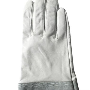 Leather Welding <b>Gloves</b> With Gray Cuff Straight Thumb Design Cotton Lined For TIG Welding Molten Metal Splash Protection - Product Image 5