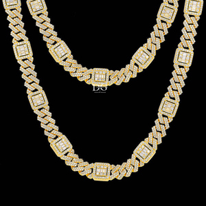 Collier unisexe de luxe Hip Hop Iced Out avec croix en diamant Moissanite VVS et chaîne Miami Cuban Link plaqué or 18 carats et rhodium - Product Image 3