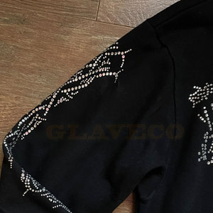 Vente directe d'usine, sweat-shirts en coton mélangé avec strass, sweat-shirts avec strass en marque privée - Product Image 5