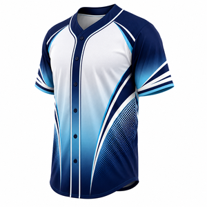 เสื้อเบสบอลผู้ชายแบบสั่งทำพิเศษ พิมพ์ลายแบบ Sublimation ระบายเหงื่อได้ดี ผลิตจากโพลีเอสเตอร์ 100% แขนสั้น ติดกระดุมด้านหน้า ดีไซน์ไล่เฉดสี สำหรับฤดูร้อน - Product Image 4