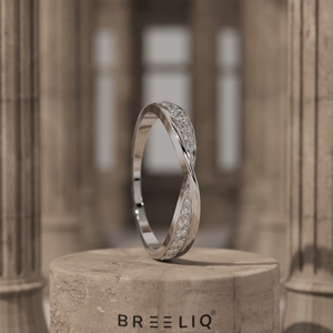 14K Solid <b>Gold</b> Round Lab Grown Diamond Twist Crossover <b>Ring</b> Pave <b>Set</b> Stackable Wedding Band Elegant Fine Jewelry - Product Image 1