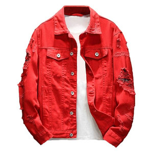 Wholesale <b>Men</b> Casual Distressed Jeans <b>Trucker</b> <b>Jacket</b> Cotton Jeans Streetwear <b>Jacket</b> 2026 Custom Design - Product Image 1