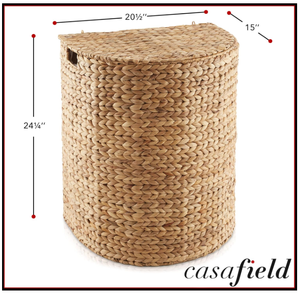 Natural Water Hyacinth Storage <b>Basket</b> With <b>Lid</b> And Handles For <b>Laundry</b> Organization Rustic Style Circular Shape - Product Image 6