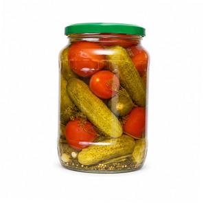 Tasty Wholesale Price Made In Vietnam Hot Sale <b>Pickled</b> Assorty Whole Cucumber and Tomato <b>Packed</b> in 500ml Mason Jar - Product Image 1
