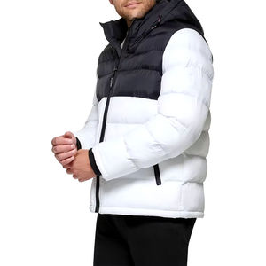 Men's Hooded Color Blocking Puffer <b>Jacket</b> Windproof Winter Casual Coat with Zipper Closure and Polyester Filling 2026 - Product Image 5