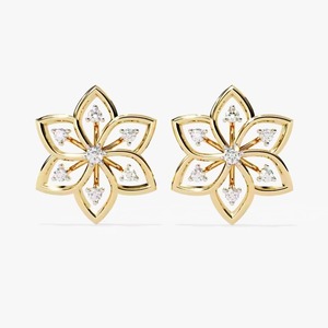 Moissanite Diamond Stud <b>Earrings</b> with Screw <b>Back</b> Certified Flower Shape Iced Out Cute Luxury <b>Earrings</b> Set for Women's - Product Image 1