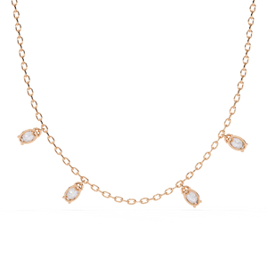 Luxury Handcrafted 10k 14k 18k Rose Gold Oval Cut Diamond Jewellery Dangle <b>Necklace</b> Multiple Shimmering Lab Grown Diamond - Product Image 2