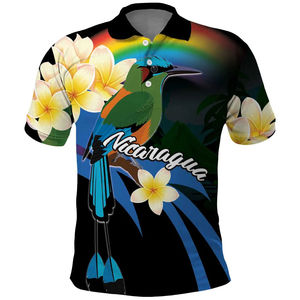 เสื้อโปโลทีมชาตินิการากัว แขนสั้น สีน้ำเงิน พิมพ์ลายแบบซับลิเมชั่น ระบายอากาศได้ดี สวมใส่สบาย ผลิตจากผ้าโพลีเอสเตอร์ 100% - Product Image 4