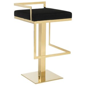 Modern Durable Brass and Fabric Bar <b>Stool</b> with Metal Frame for Home Decor and Commercial Use in Coffee Shops or Bars - Product Image 4