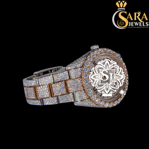 Reloj Cronógrafo de Lujo Estilo Hip Hop de Calidad Superior con Acentos en Oro Rosa y Diamantes de Moissanita VVS Completamente Engastados - Product Image 4