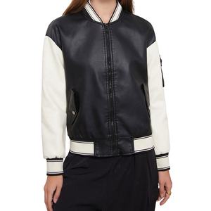 Chaqueta Bomber de Béisbol Varsity de Invierno, de Cuero y Poliéster, Resistente al Viento, de Secado Rápido, Personalizable con Bordado, para Mujer, Venta al Por Mayor - Product Image 1