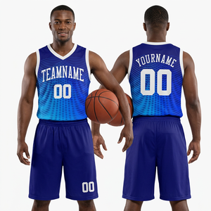Camiseta de Baloncesto Sublimada Personalizada, Azul y Blanca, de Malla, Sin Mangas, Unisex, Ajuste Atlético para Adultos, con Impresión del Nombre del Equipo - Product Image 5