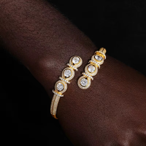 Bracelet de poignet en diamant de laboratoire de couleur D de qualité supérieure pour femmes, or, rond, brillant, certifié IGI, bijoux, accessoire en or - Product Image 1