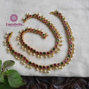 18K Gold Plated Zircon Designer Bridal Jewelry Set-Kemp Payal Fashion Earring Set - Product Image 1