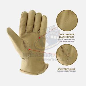 Gants de conducteur en cuir en stock, gants de travail pour hommes, gants de sécurité avec logo personnalisé - Product Image 4