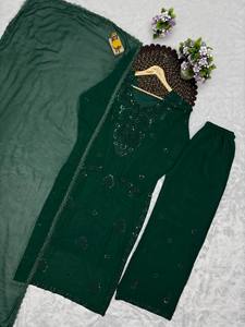 Ensemble Kurta Palazzo brodé de créateur pour femme, tenue de soirée, Salwar Kameez pakistanais avec Dupatta, pour fêtes et mariages ethniques - Product Image 5