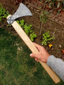 Custom Handmade Viking Mammen <b>Axe</b> Etched Carbon Steel Blade Ash Wood <b>Handle</b>, Camping <b>Axe</b> Bushcraft <b>Axe</b> - Product Image 5