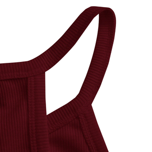 Womens Ribbed Racerback Tank Top Sleeveless Slim Fit Stretch Knit Camisole Casual Summer Soft Breathable Daily Wear Wine <b>Red</b> XL - Product Image 4
