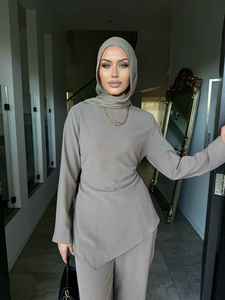 Minimalist Modern Muslim Abaya Women Casual <b>Boat</b> Neck Long Sleeve Breathable Quick Dry Lightweight Dubai Modest Everyday Maxi - Product Image 5