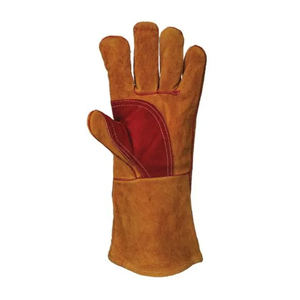 OEM Design Cowhide Leather Welding Wood <b>Stove</b> Heat Resistant Work Gloves Best Quality Low Price - Product Image 4