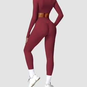 <b>Low</b> MOQ OEM Women Yoga <b>Leggings</b> Full Length Stretch Pants Breathable Lightweight High <b>Waist</b> Patterned Custom Logo Activewear - Product Image 4