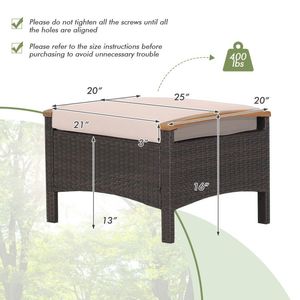 Juego de 2 otomanas de mimbre resistentes a la decoloración, muebles duraderos para exteriores - Product Image 3